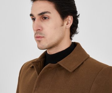 Taba Kemer Detaylı Erkek Kaban