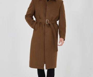 Taba Kemer Detaylı Erkek Kaban